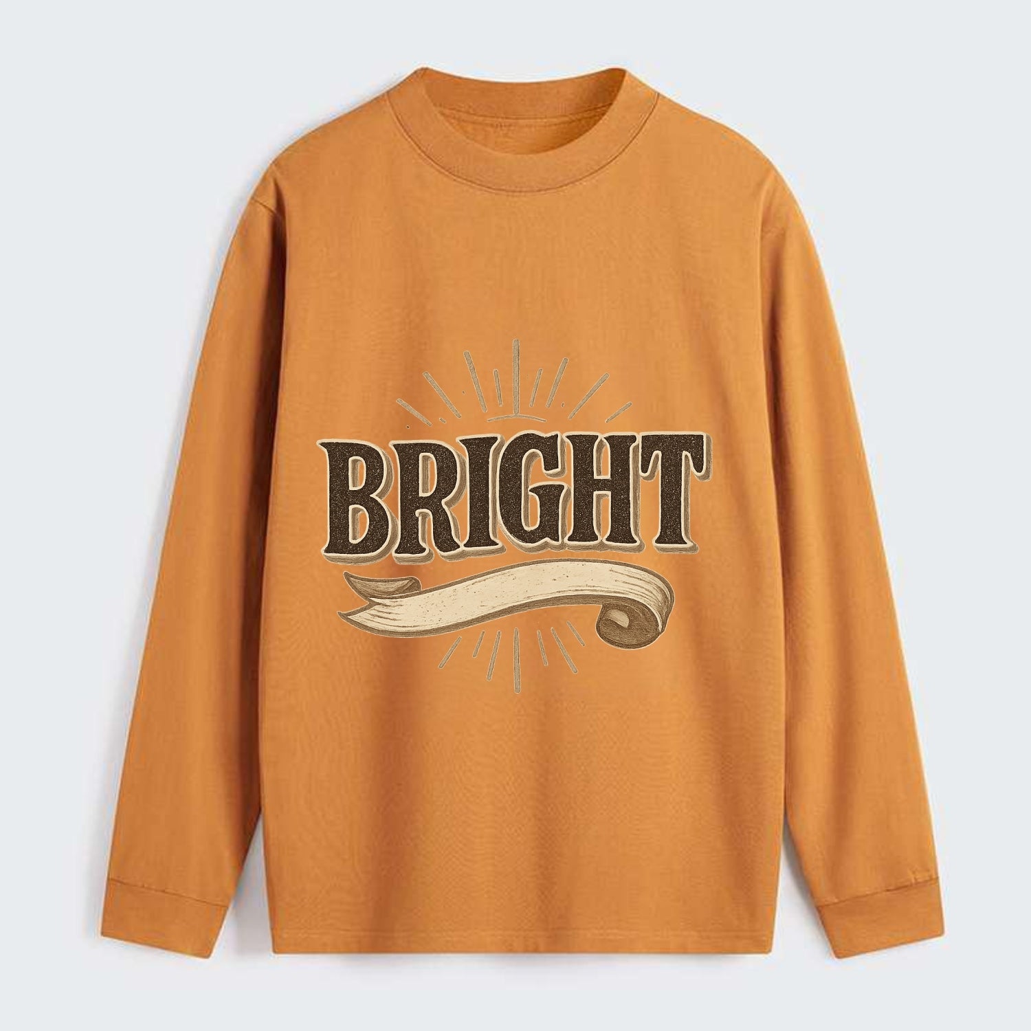 Bold typography design - "BRIGHT" - intelligent, shining - Classic Long Sleeve Shirt - Orange
