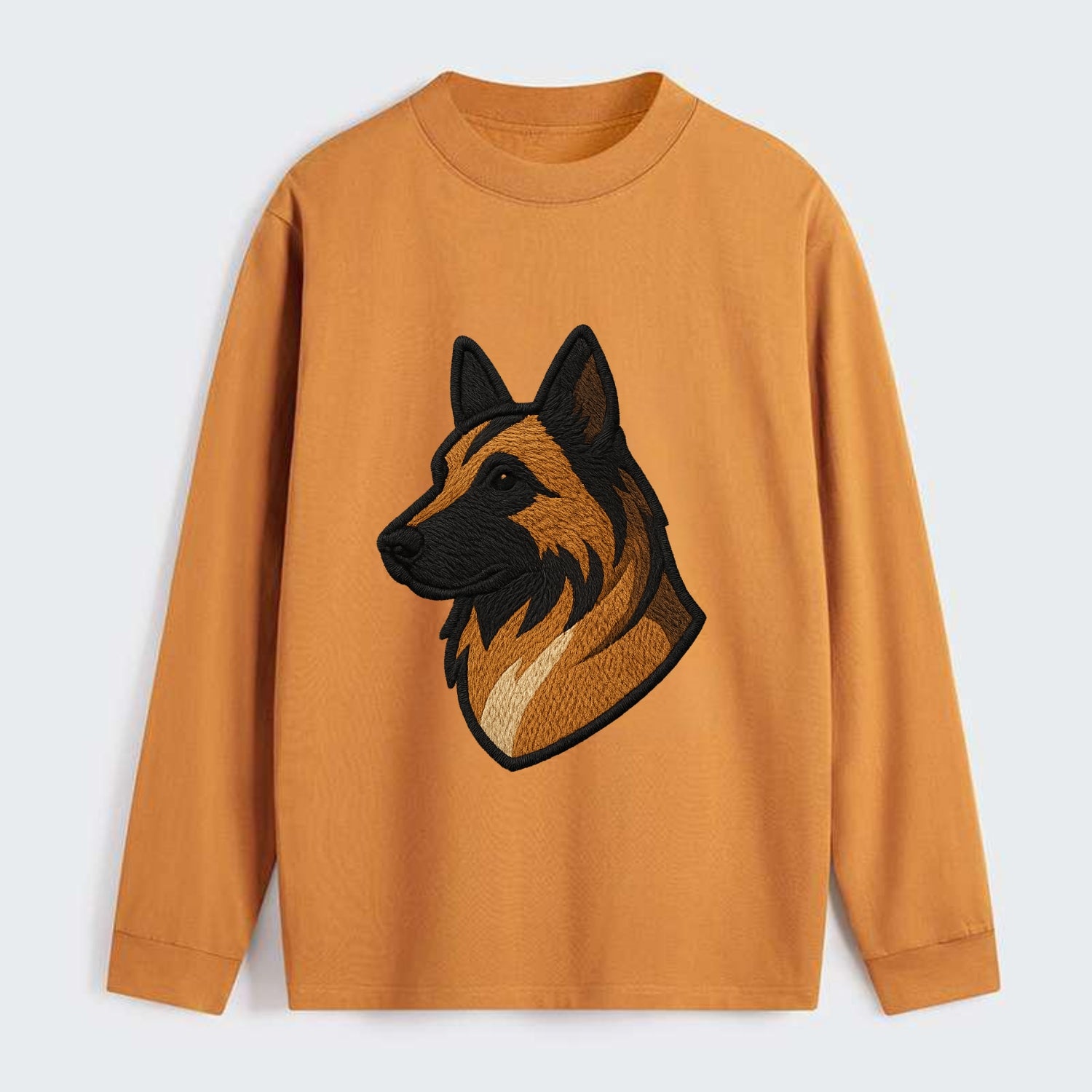 Belgian Tervuren - Fawn with black overlay embroidered design - Classic Long Sleeve Shirt - Orange