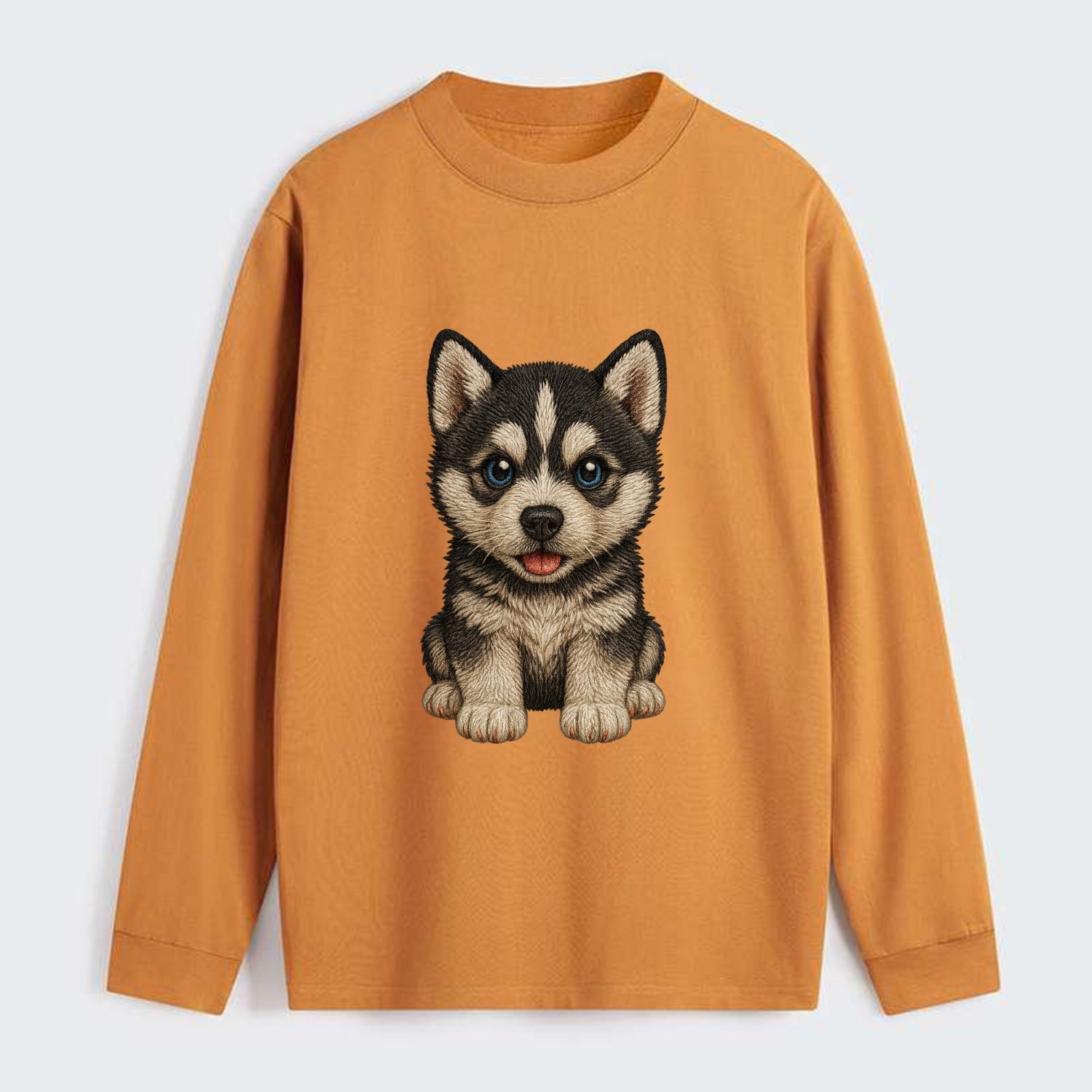 Baby Siberian Husky Puppy - blue or bi-colored eyes, fluffy coat, - Classic Long Sleeve Shirt - Orange