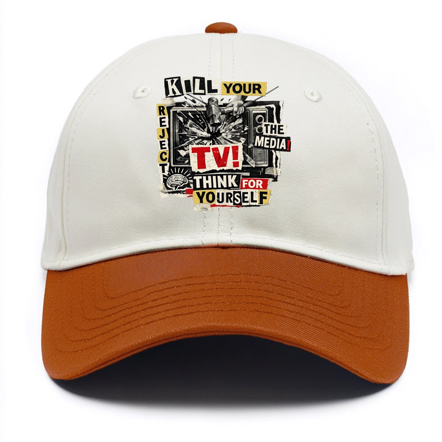 KILL YOUR TV | Smashed television | Reject media | Think for yourself | Analog - Two Tone Cap - Orange