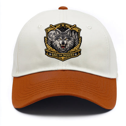 SAVE THE WOLVES - wolf moon in gray , predator protection - Two Tone Cap - Orange