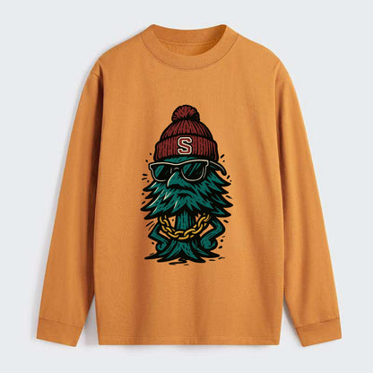 Palo Alto Tree wearing Stanford beanie with S patch - Classic Long Sleeve Shirt - Orange