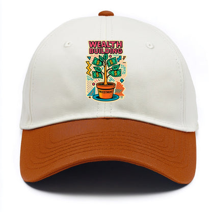 Money tree growing from investment pot - financial independence journey, wealth - Two Tone Cap - Orange