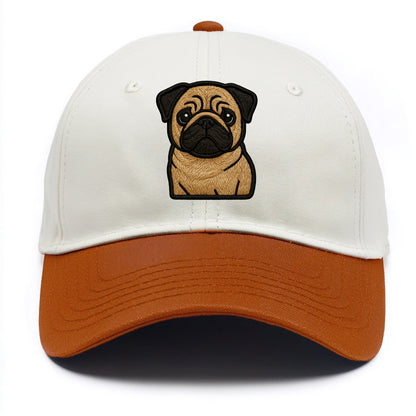 Pug - Contemporary wrinkled design with - Two Tone Cap - Orange