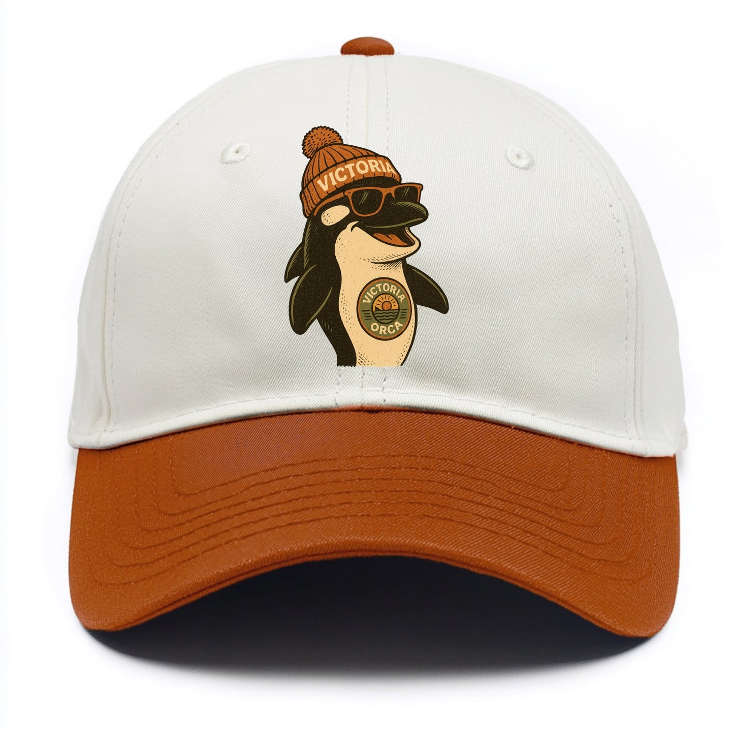 Victoria Orca wearing Victoria beanie wi - Two Tone Cap - Orange