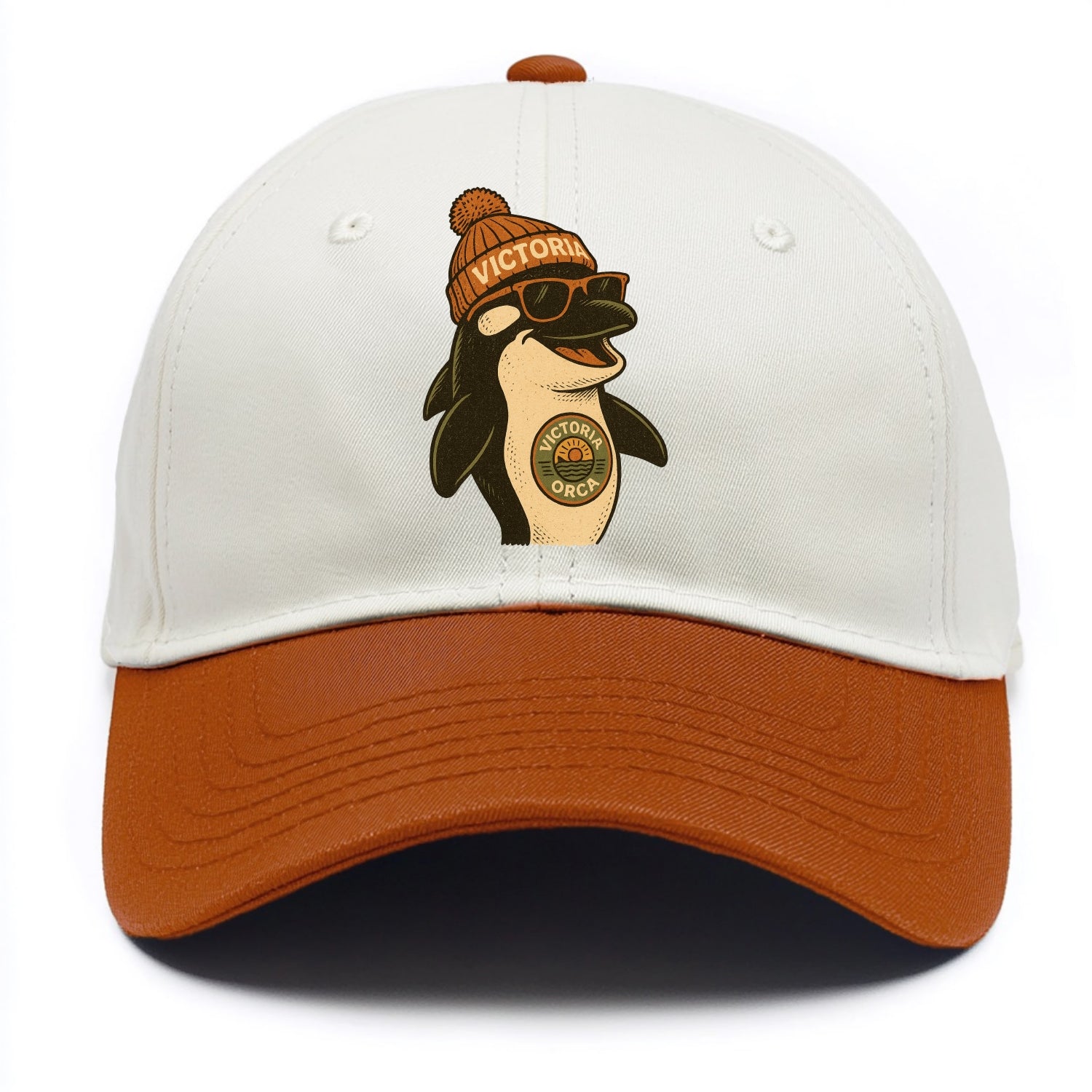 Victoria Orca wearing Victoria beanie wi - Two Tone Cap - Orange