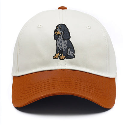 English Cocker Spaniel - Blue roan embroidered sitting pose - Two Tone Cap - Orange
