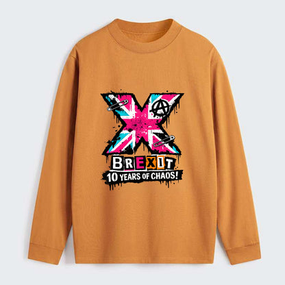 X YEARS | Roman numeral X massive | Union Jack fill pattern | Bold - Classic Long Sleeve Shirt - Orange