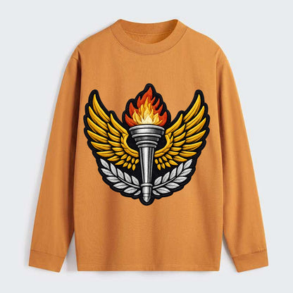 Embroidered patch design - TRACK AND FIELD TORCH - Olympic style torch - Classic Long Sleeve Shirt - Orange