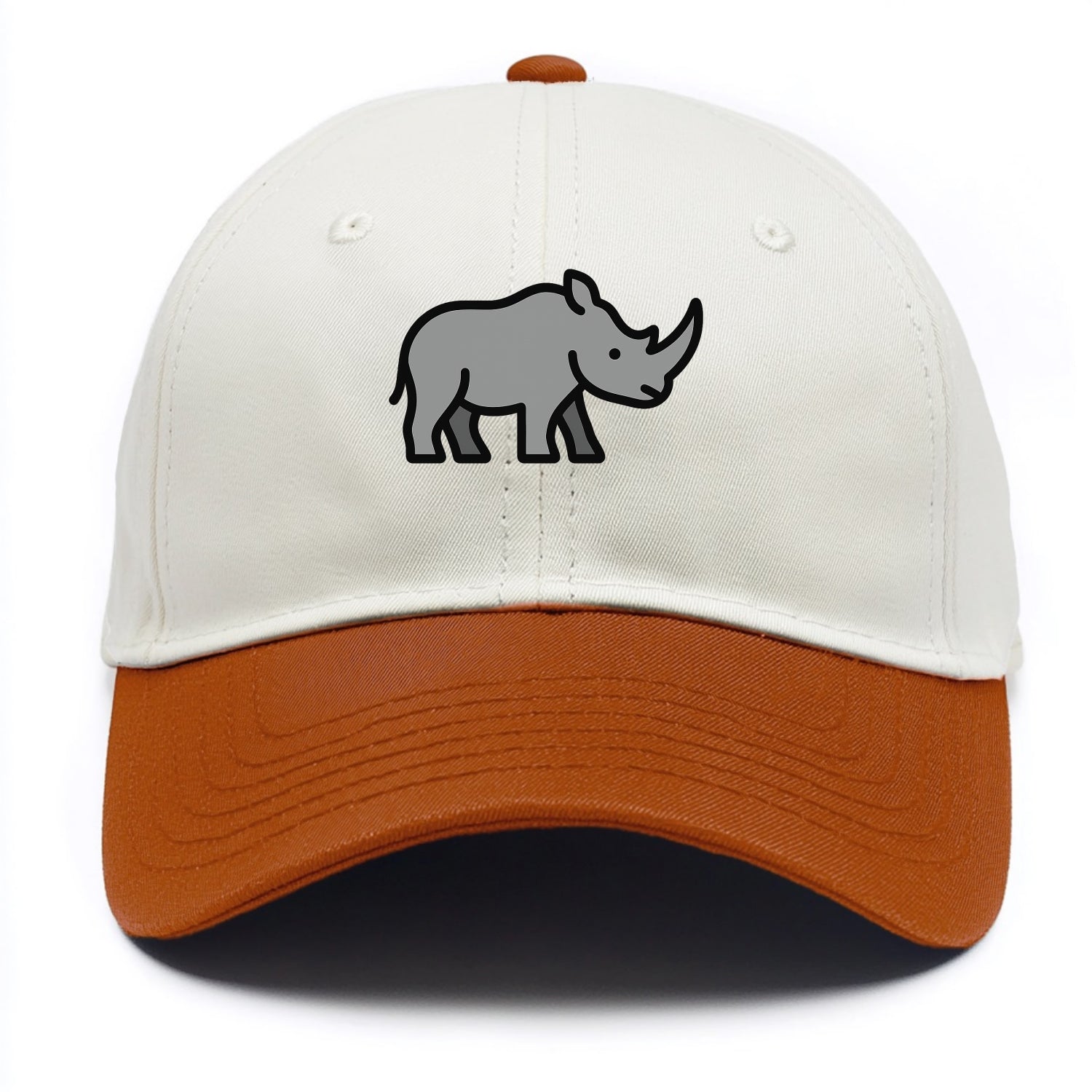 Rhinoceros - Gray with horn flat side profile - Two Tone Cap - Orange