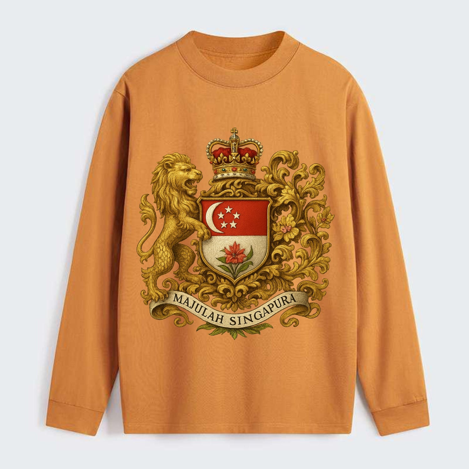 Singapore Merlion Emblem - Classic Long Sleeve Shirt - Orange