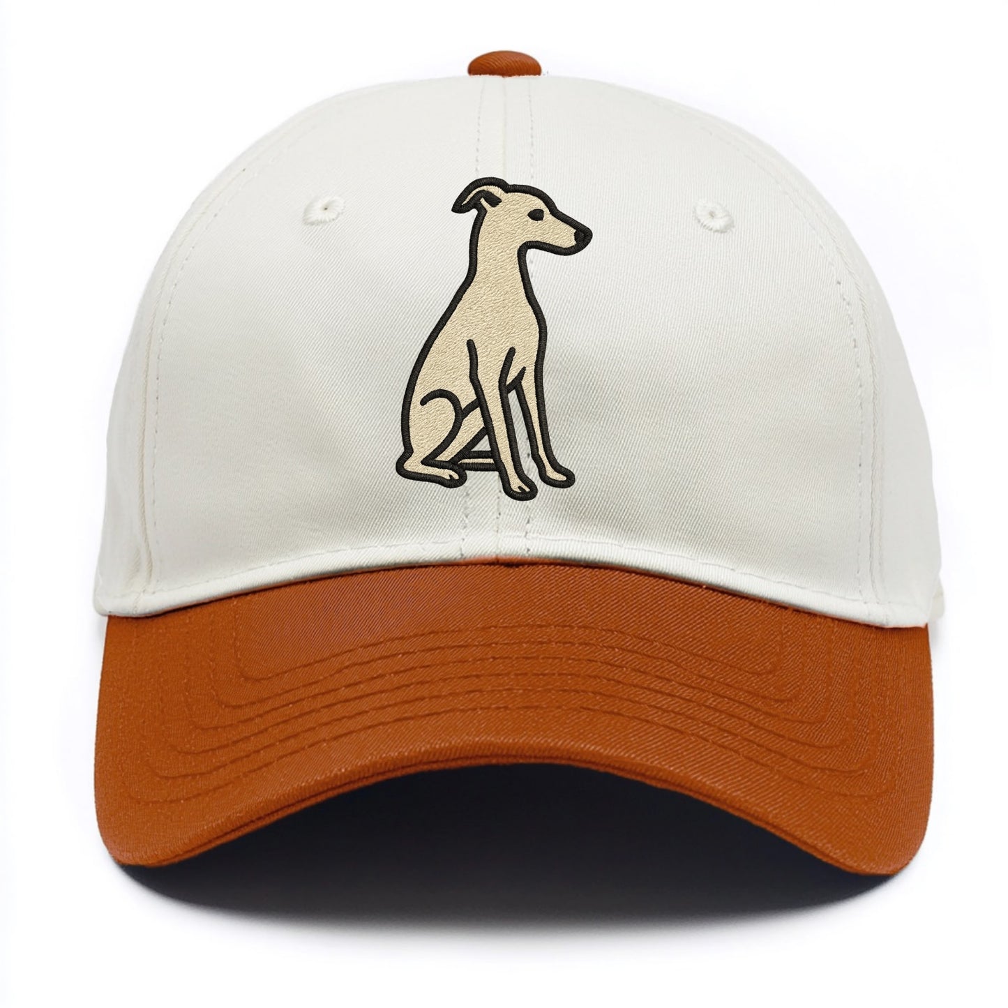 Italian Greyhound - Gray sitting pose - Two Tone Cap - Orange