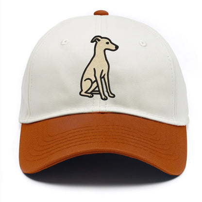 Italian Greyhound - Gray sitting pose - Two Tone Cap - Orange
