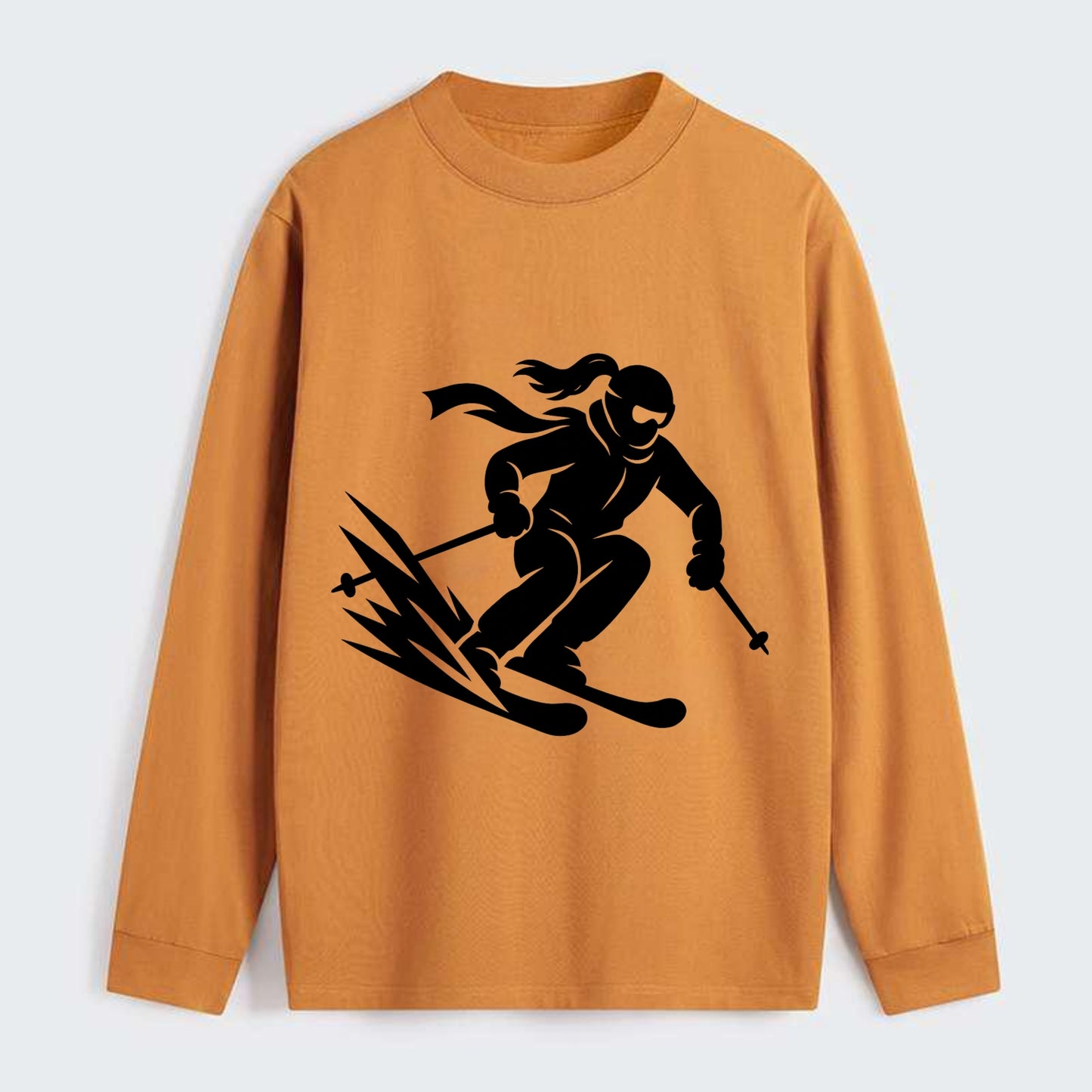 Skier carving down snowy slope - Classic Long Sleeve Shirt - Orange