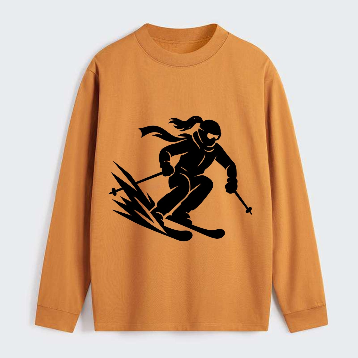 Skier carving down snowy slope - Classic Long Sleeve Shirt - Orange