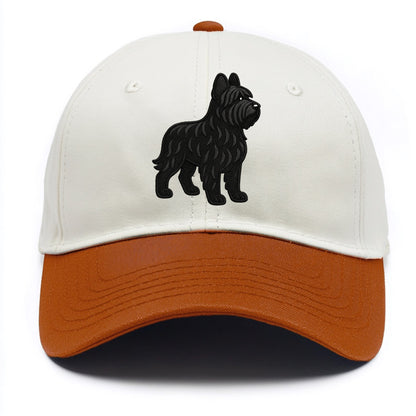 Briard - Black wavy coat embroidered herding pose - Two Tone Cap - Orange