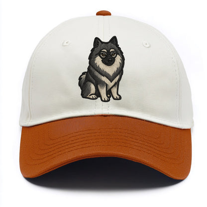 Keeshond - Gray and black spectacles embroidered design - Two Tone Cap - Orange