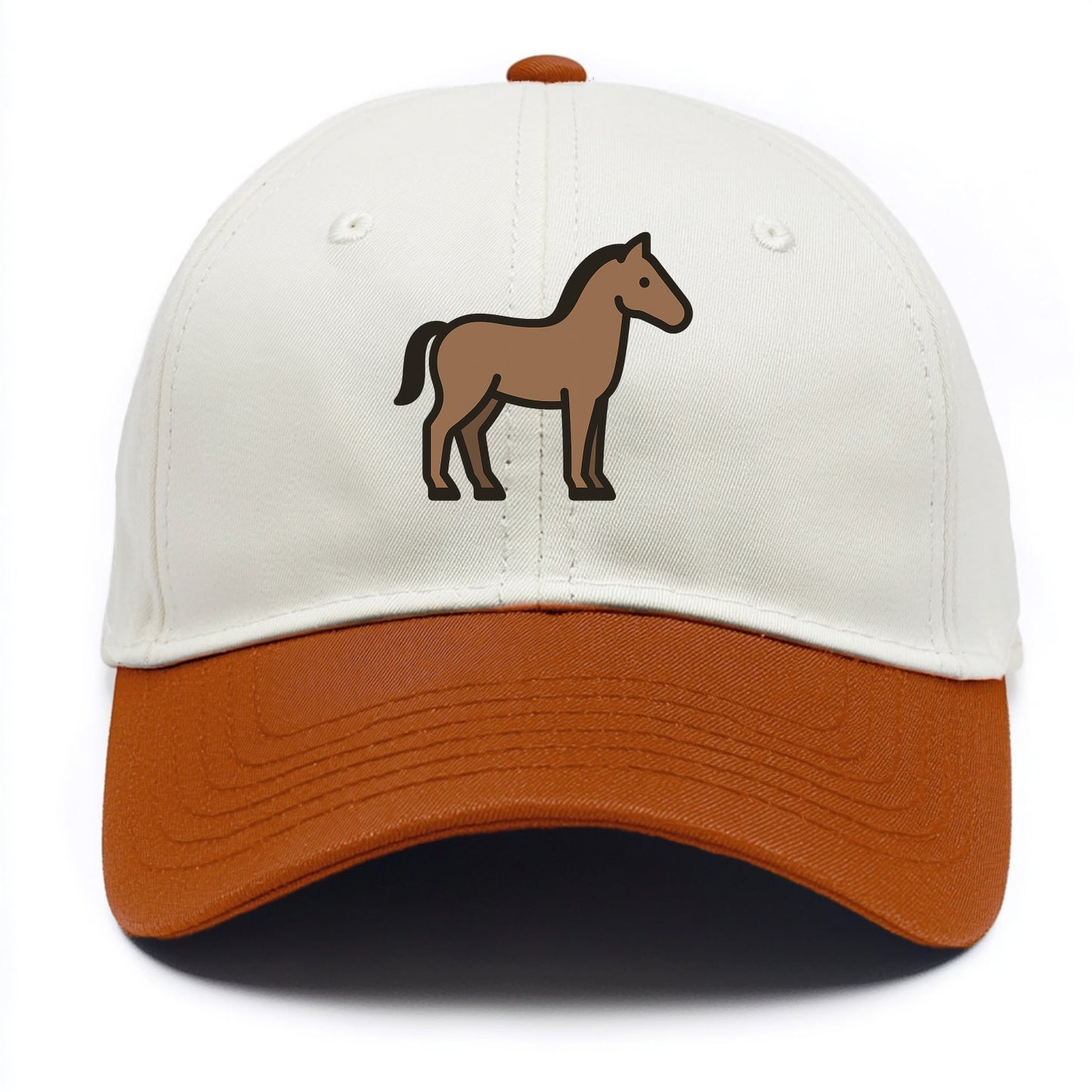 Horse - Brown standing pose flat side profile - Two Tone Cap - Orange