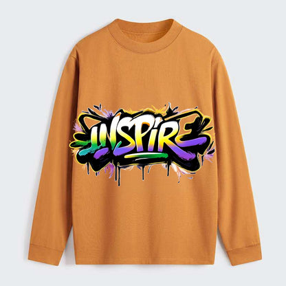 Bold typography design - "INSPIRE" - motivating others, being the spark - Classic Long Sleeve Shirt - Orange