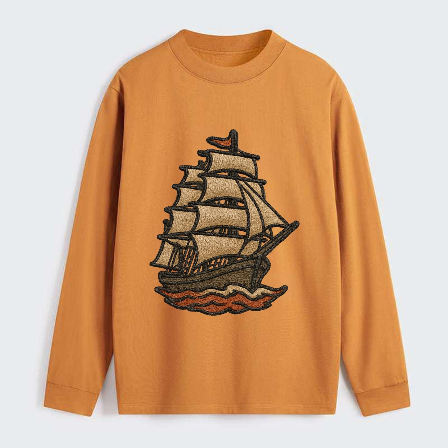 Sailing Ship  - Classic Long Sleeve Shirt - Orange