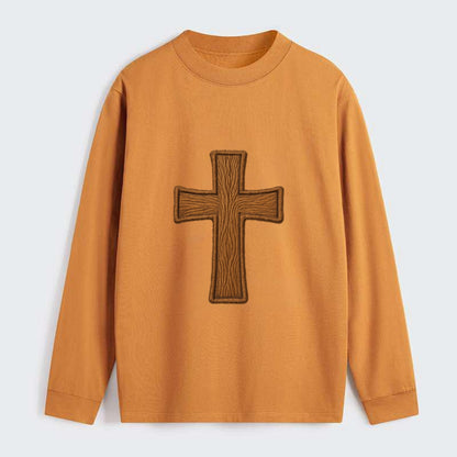Carved Cross  - Classic Long Sleeve Shirt - Orange