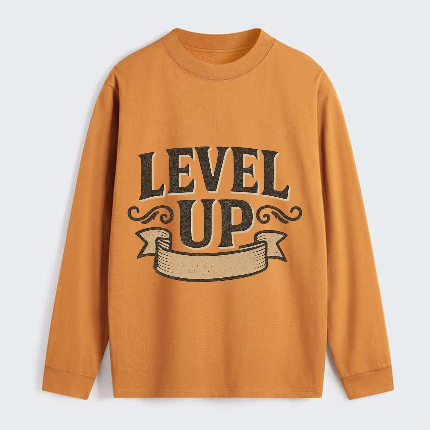 Bold typography design - "LEVEL UP" - improving, advancing, growing - Classic Long Sleeve Shirt - Orange