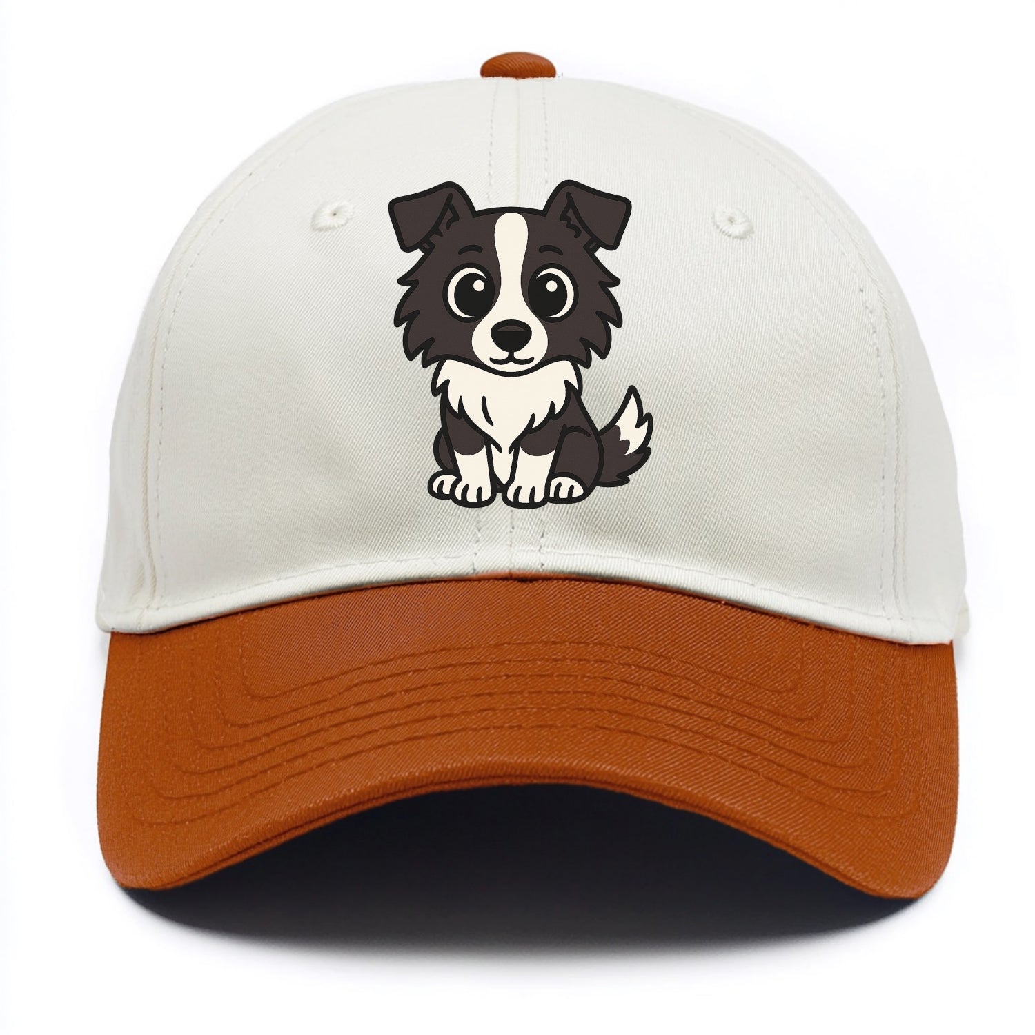 Border Collie - Intense stare sitting pose - Two Tone Cap - Orange