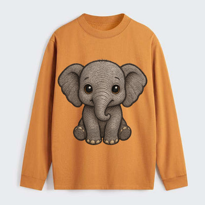 Baby Elephant - gray wrinkly, tiny trunk, large floppy ears, kind dark - Classic Long Sleeve Shirt - Orange