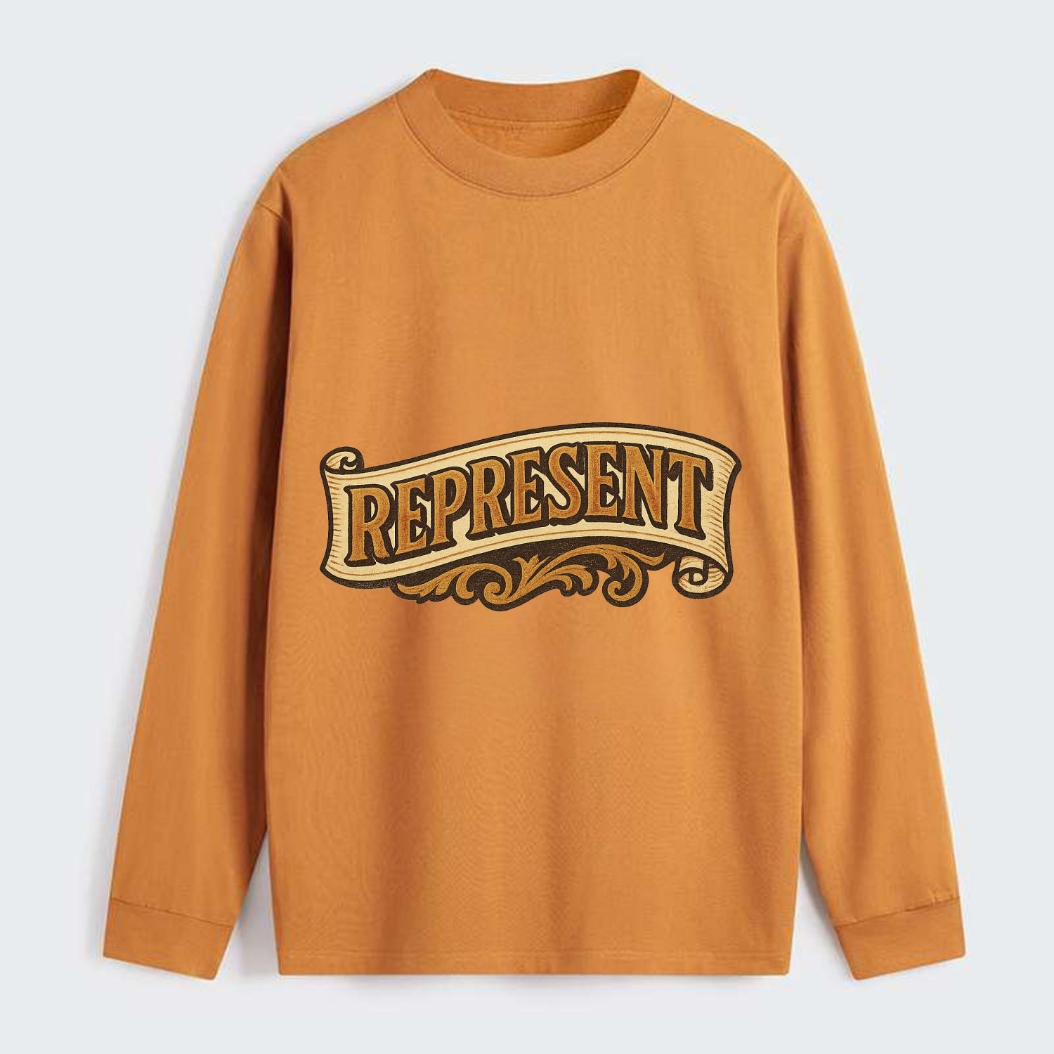 Bold typography design - "REPRESENT" - showing where you from - Classic Long Sleeve Shirt - Orange
