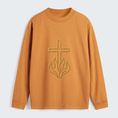 Burning Bush Cross  - Classic Long Sleeve Shirt - Orange
