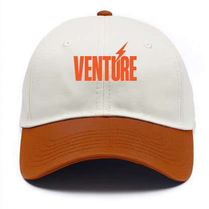 Bold typography design - "VENTURE" - taking risks, bold exploration - Two Tone Cap - Orange
