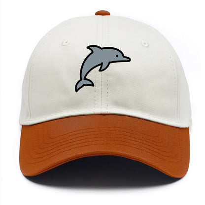 Bottlenose Dolphin - Gray jumping pose flat side profile - Two Tone Cap - Orange