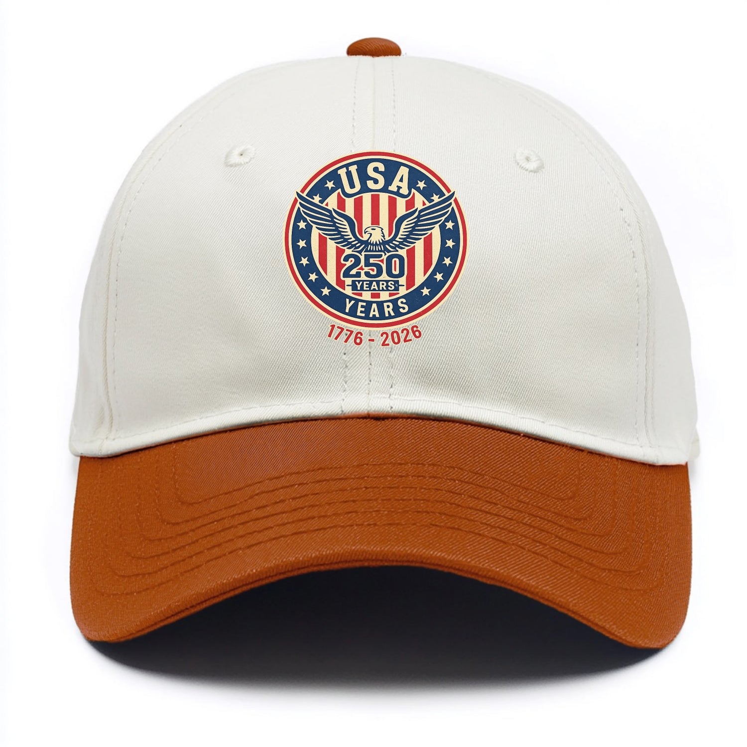 Usa 250 Years Eagle Seal - Two Tone Cap - Orange