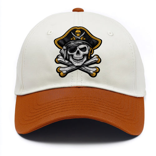 PIRATE SKULL - Jolly Roger skull in black and white , pirate - Two Tone Cap