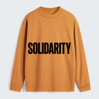 Bold typography design - "SOLIDARITY" - standing together, support - Classic Long Sleeve Shirt - Orange