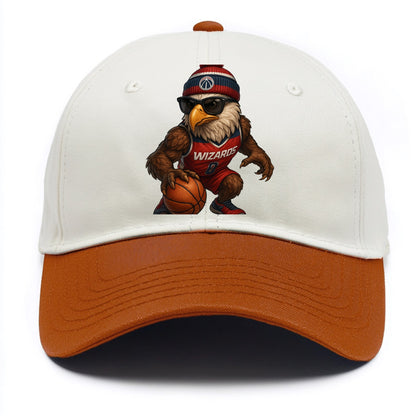 DC Eagle wearing Wizards red white and blue beanie with monument patch and wayfarer - Two Tone Cap - Orange