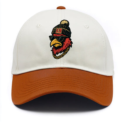 Louisville Cardinal wearing Louisville beanie with L patch - Two Tone Cap - Orange