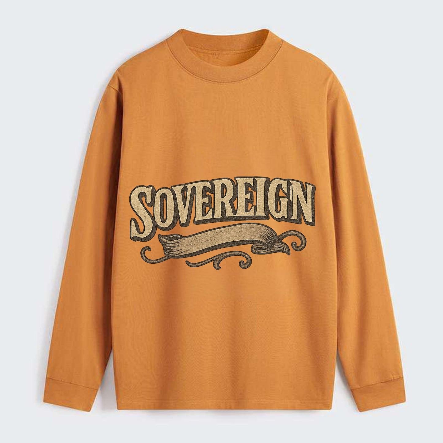 Bold typography design - "SOVEREIGN" - self-ruled, autonomous, in - Classic Long Sleeve Shirt - Orange