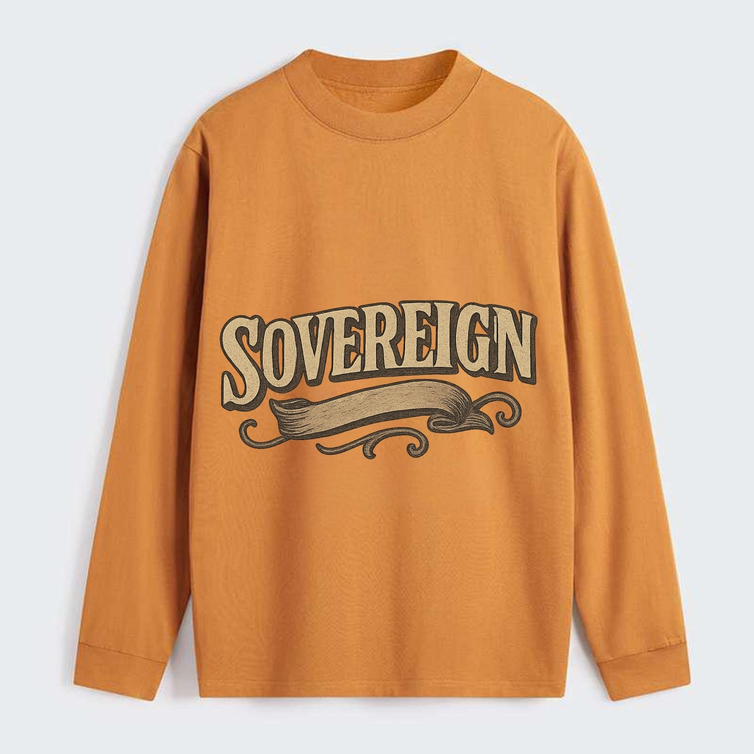 Bold typography design - "SOVEREIGN" - self-ruled, autonomous, in - Classic Long Sleeve Shirt - Orange