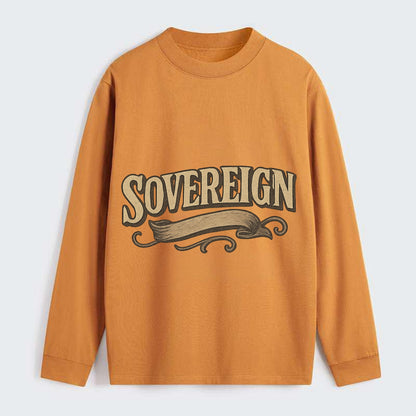 Bold typography design - "SOVEREIGN" - self-ruled, autonomous, in - Classic Long Sleeve Shirt - Orange