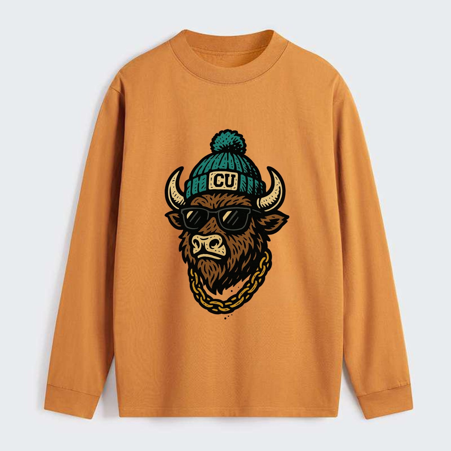 Boulder Ralphie wearing Colorado beanie with CU patch - Classic Long Sleeve Shirt - Orange