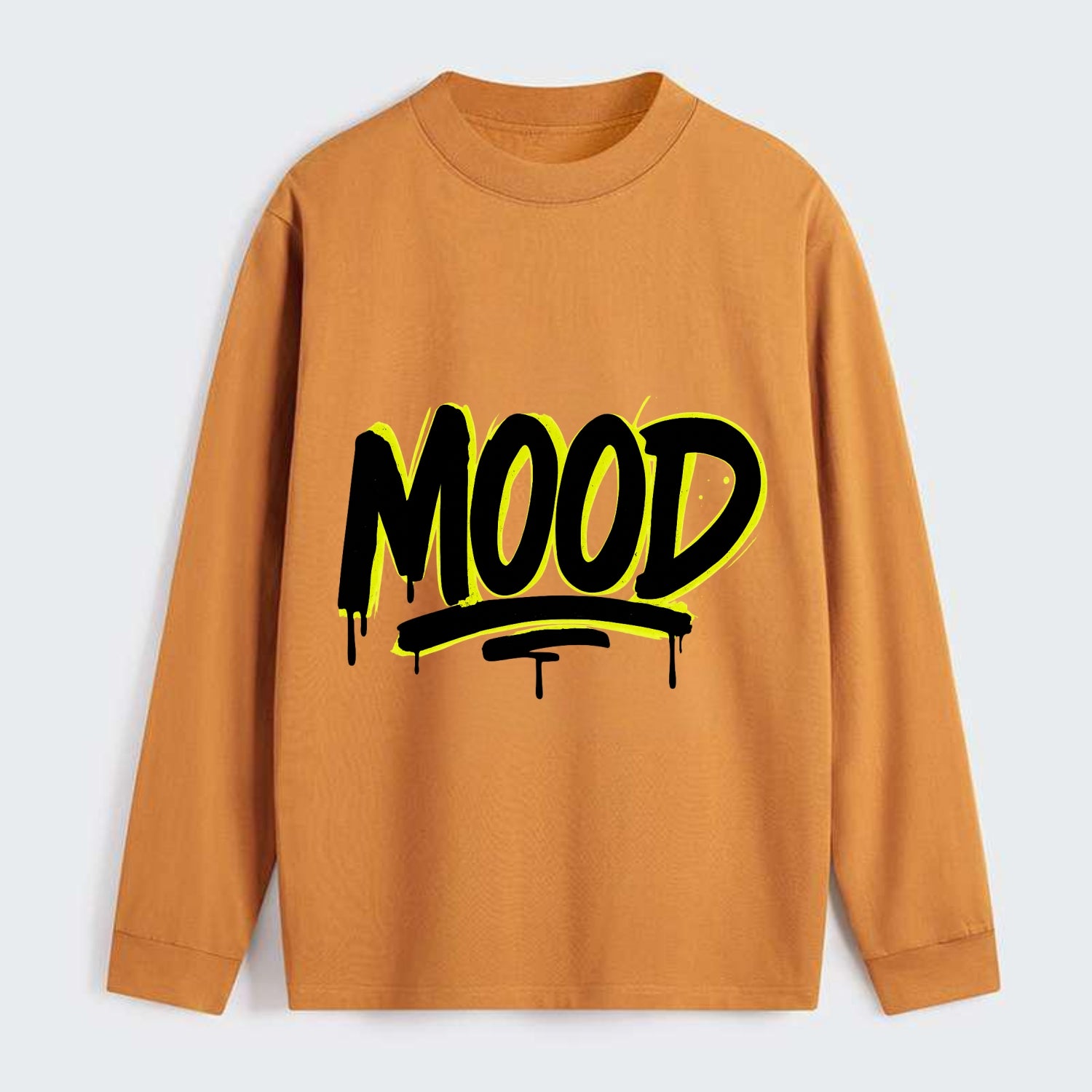 Bold typography design - "MOOD" - current state, feeling it - Classic Long Sleeve Shirt - Orange
