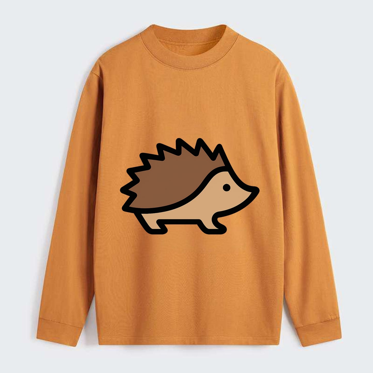 Hedgehog - Brown spiky back flat side profile - Classic Long Sleeve Shirt - Orange