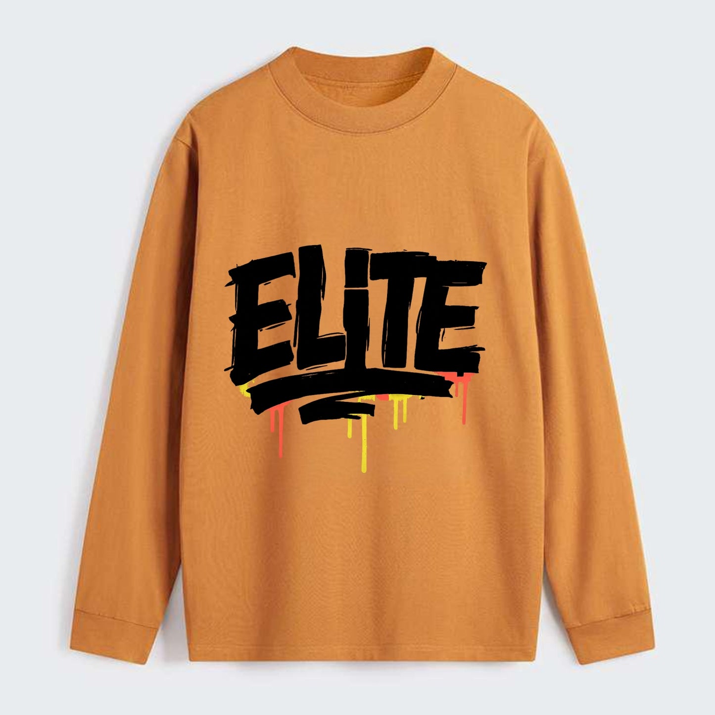 Bold typography design - "ELITE" - top tier, highest level - Classic Long Sleeve Shirt - Orange