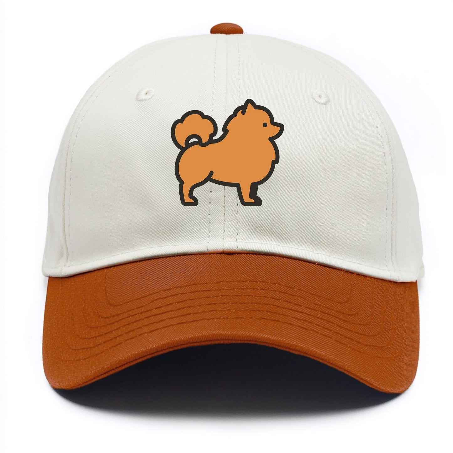 Pomeranian - Orange fluffy flat side profile - Two Tone Cap - Orange