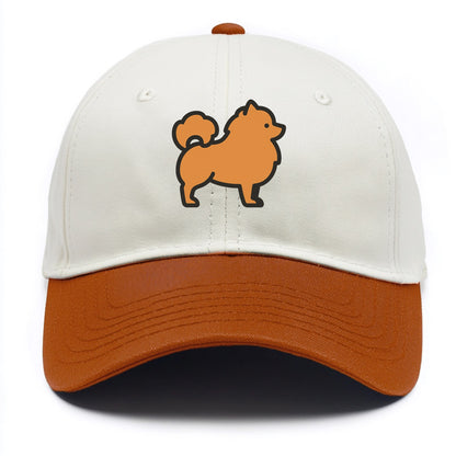 Pomeranian - Orange fluffy flat side profile - Two Tone Cap - Orange