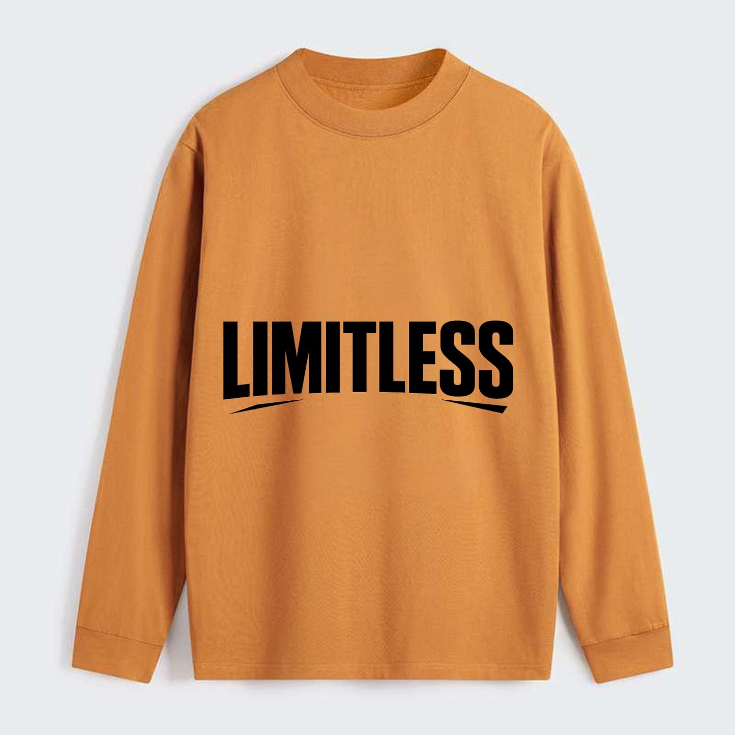 Bold typography design - "LIMITLESS" - no boundaries, infinite potential - Classic Long Sleeve Shirt - Orange
