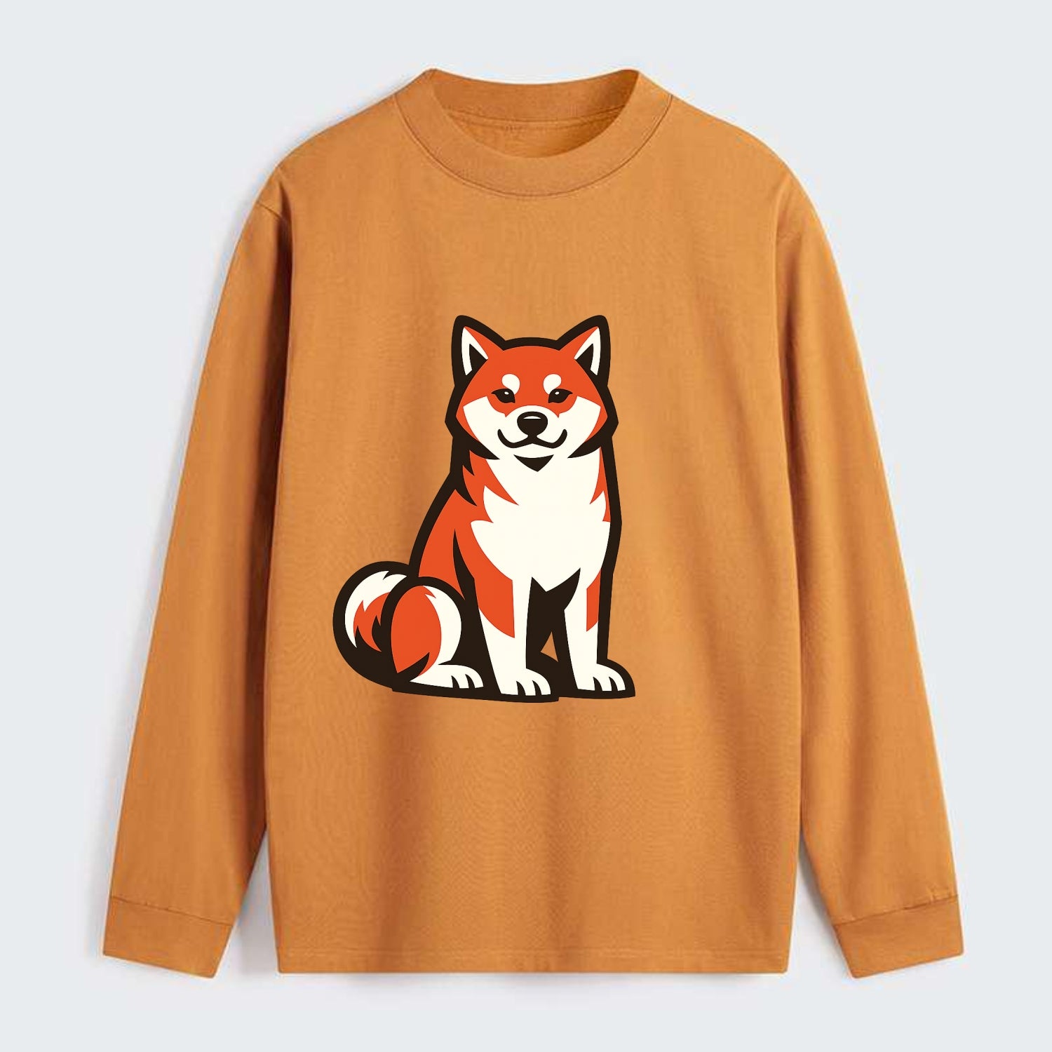 Sitting Shiba Inu Emblem - Classic Long Sleeve Shirt - Orange