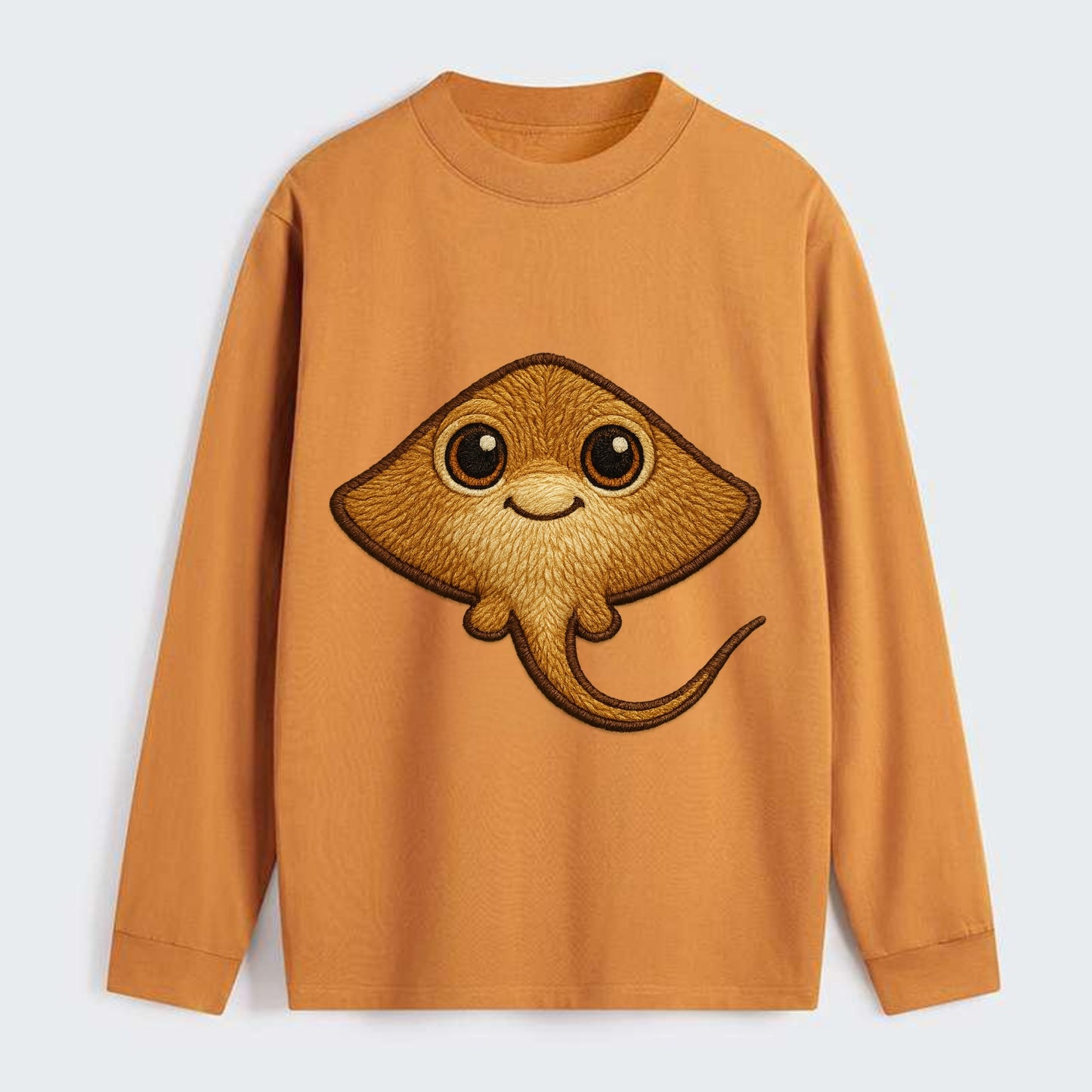Baby Stingray - flat body, long tail, eyes on top, front-facing, - Classic Long Sleeve Shirt - Orange