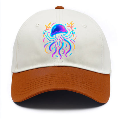 Jellyfish conducting a glow orchestra using coral batons in deep ocean concert hall - Two Tone Cap - Orange